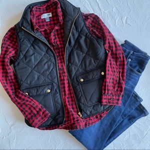 Old Navy Buffalo Plaid Button Up Popover Red Black
